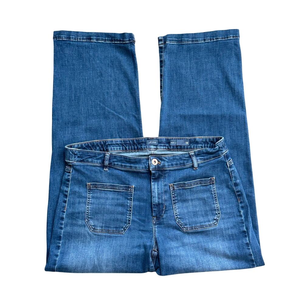 J.Jill Denim Wide Leg Jeans Women’s 18 Blue Dark Wash Patch Pocket Stretch